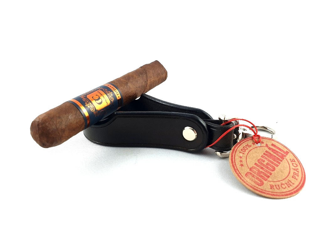 Stojánek na dýmku a doutník, menší - kůže 03m