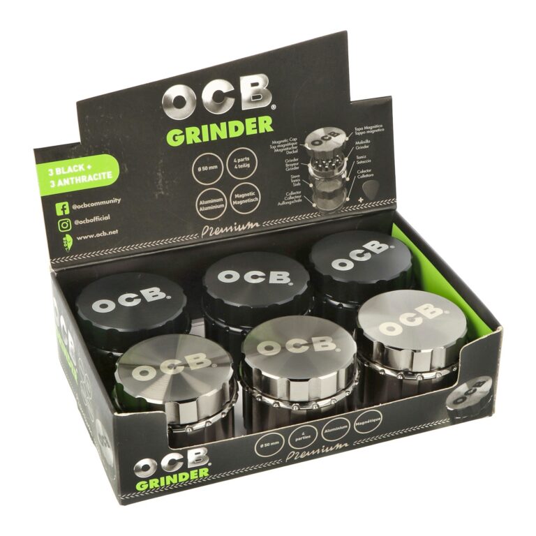 Drtič tabáku kovový OCB black & anthracite, 4.díl., 50mm