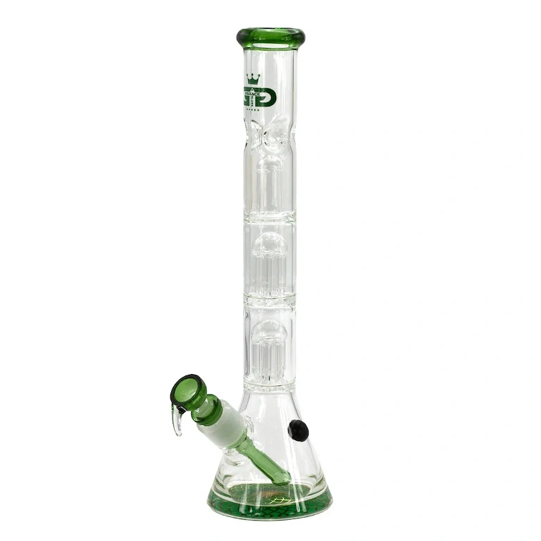 Skleněný bong s perkolací Grace Glass Beaker Green Triple Tree, 35cm 