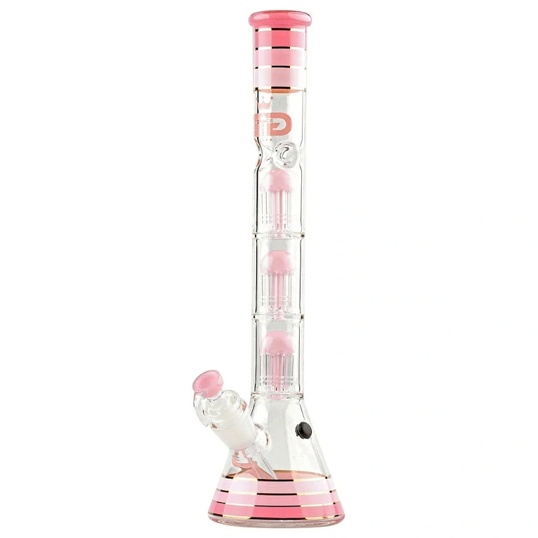 Skleněný bong s perkolací Grace Glass Golden LE Pink, 48cm