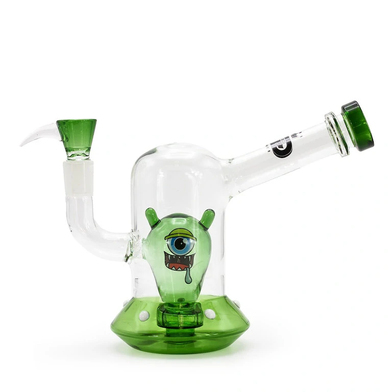 Skleněný bong s perkolací Grace Glass Green Alien, 18cm
