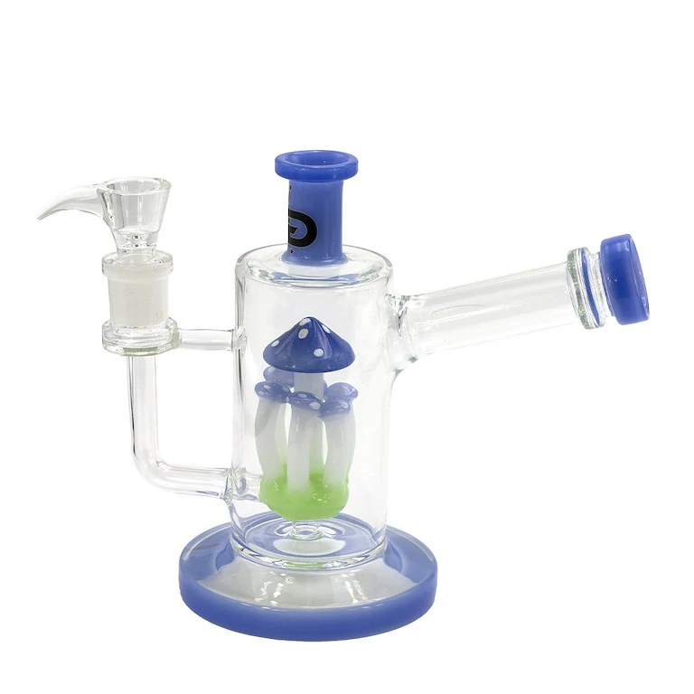 Skleněný bong s perkolací Grace Glass Blue Mushroom, 19cm