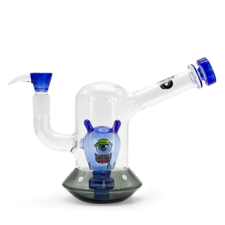 Skleněný bong s perkolací Grace Glass Blue Alien, 18cm