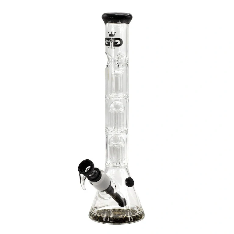 Skleněný bong s perkolací Grace Glass Beaker Black Triple Tree, 34cm