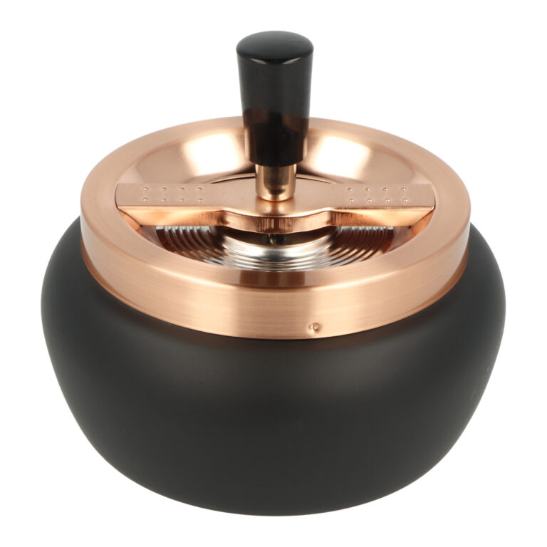 Cigaretový popelník kovový otočný Black/rosegold, 13cm