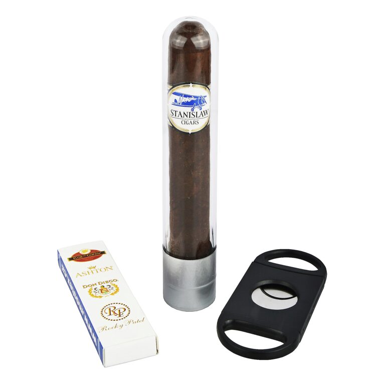 Doutník Stanislaw Robusto Black Line Glass Set ořezávač a zápalky, 1ks