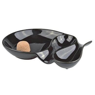 Dýmkový popelník na 2 dýmky keramický, černý ovál  