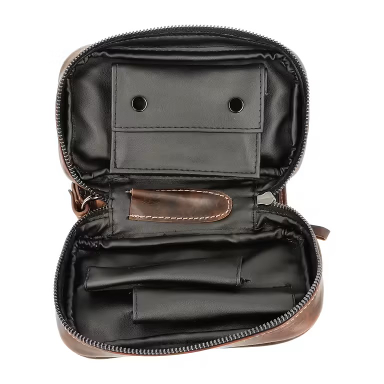 Pouzdro na 2 dýmky Crocco, hnědá kůže 