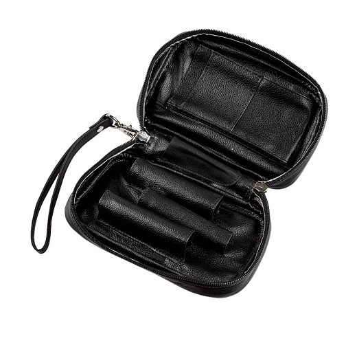 Pouzdro na 3 dýmky etue, černé kožené