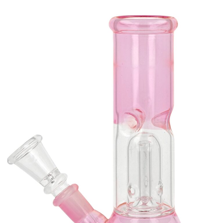 Skleněný bong s perkolací Super Heroes Transparent Pink, 22cm