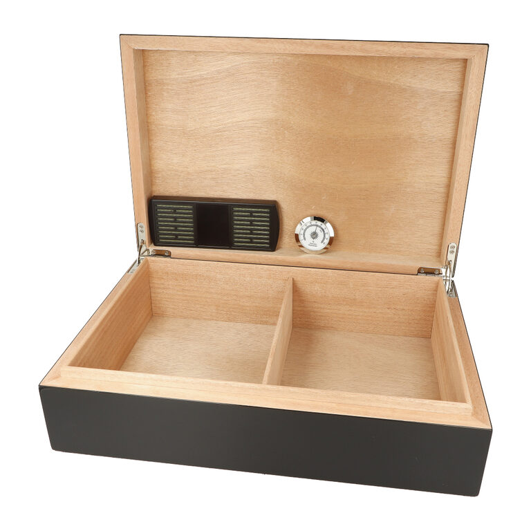 Humidor na doutníky World Map, glossy black, 40x27x11cm