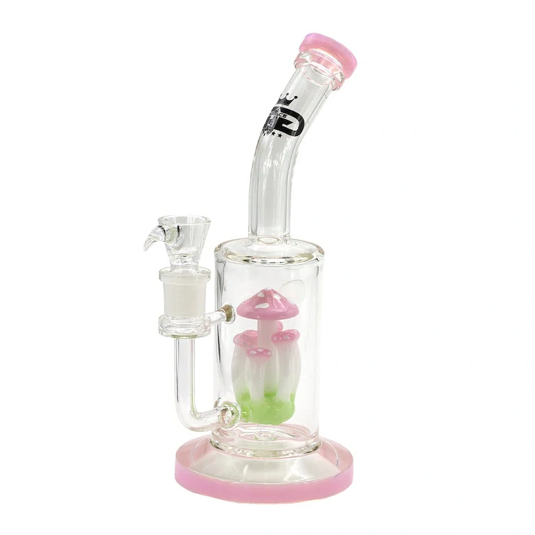 Skleněný bong s perkolací Grace Glass Pink Mushroom, 27cm