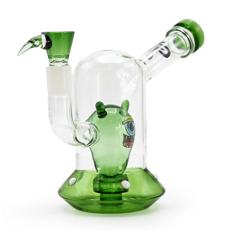 Skleněný bong s perkolací Grace Glass Green Alien, 18cm