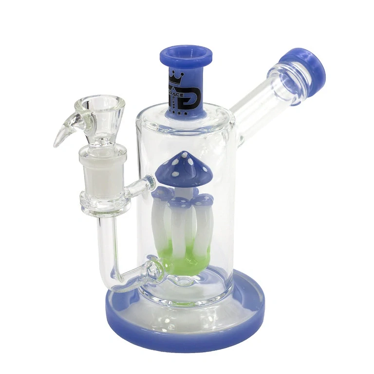 Skleněný bong s perkolací Grace Glass Blue Mushroom, 19cm