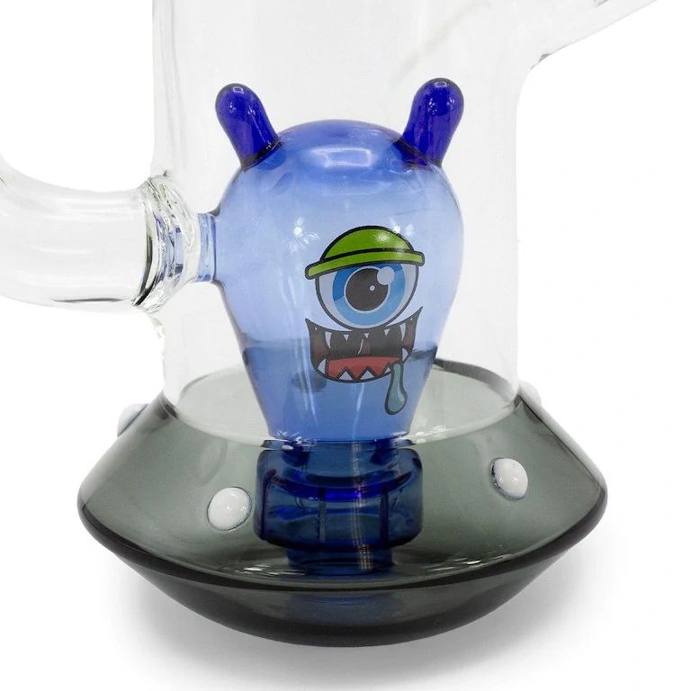 Skleněný bong s perkolací Grace Glass Blue Alien, 18cm