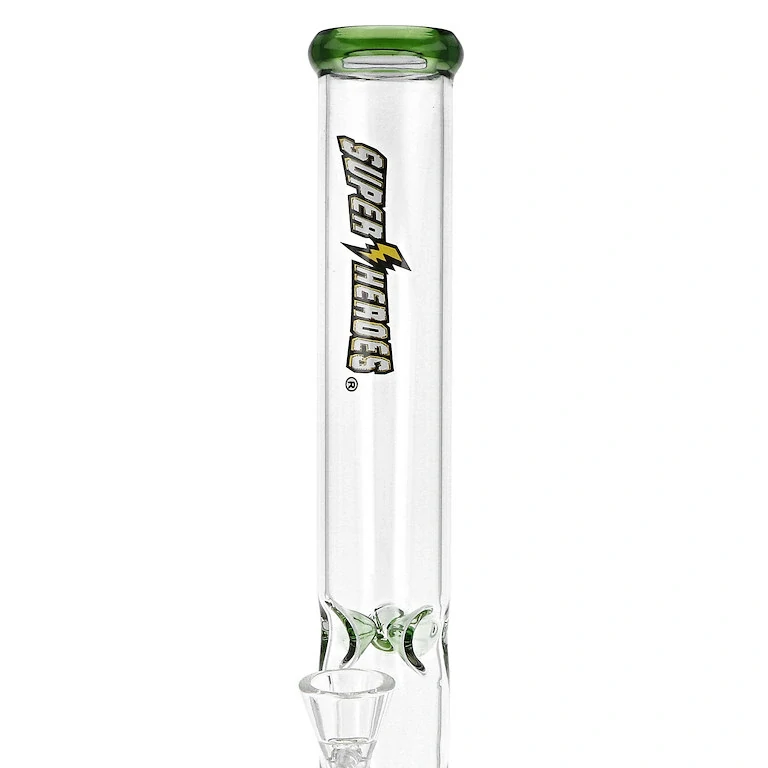 Skleněný bong s perkolací Super Heroes Ice Green, 36cm