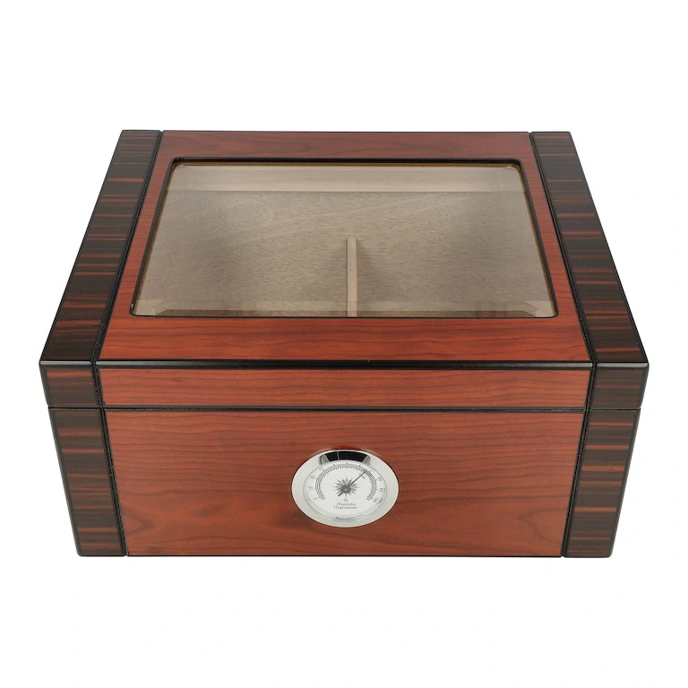 Humidor na doutníky červenohnědý prosklený 25D, 26x22x12cm