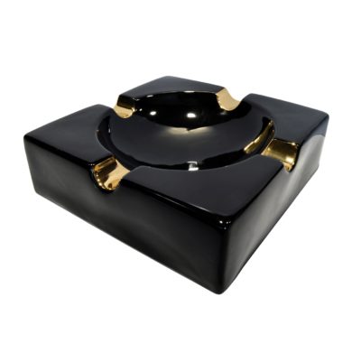 Doutníkový popelník keramický Angelo, černozlatý