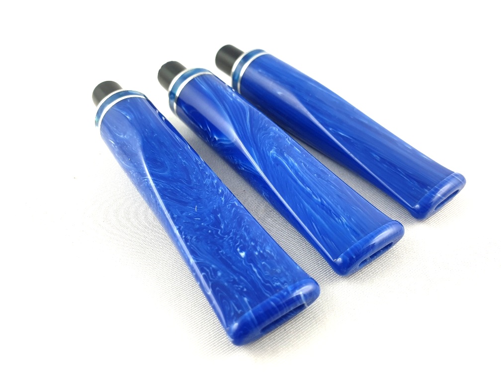 Akrylový náustek modrý mramor s prstenem a čepem