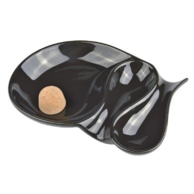 Dýmkový popelník na 2 dýmky keramický, černý ovál  