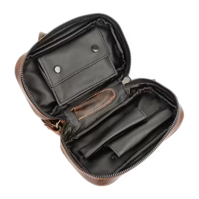 Pouzdro na 2 dýmky Crocco, hnědá kůže 