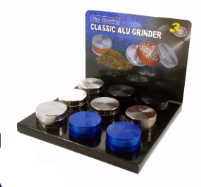 Drtič tabáku 3x kov černý, 50mm 