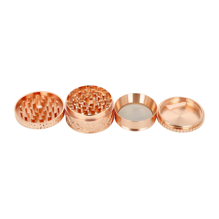 Drtič tabáku kovový Rose Gold Skull, 65mm