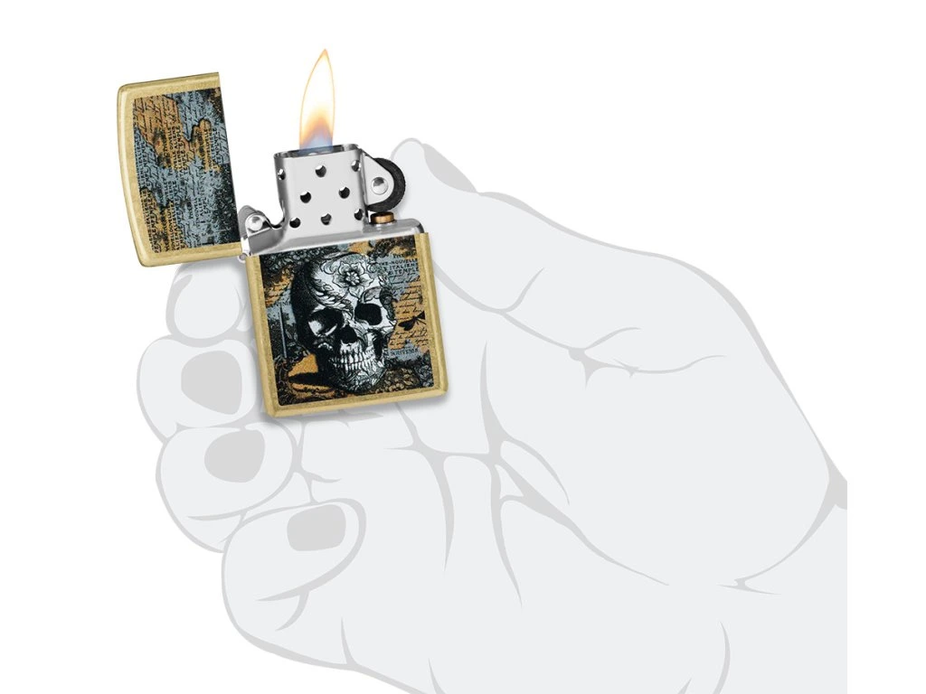 Zapalovač Zippo Floral Skull Design, broušený