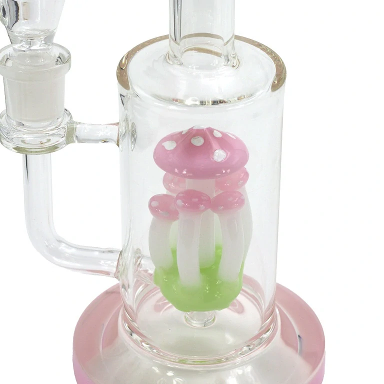 Skleněný bong s perkolací Grace Glass Pink Mushroom, 27cm