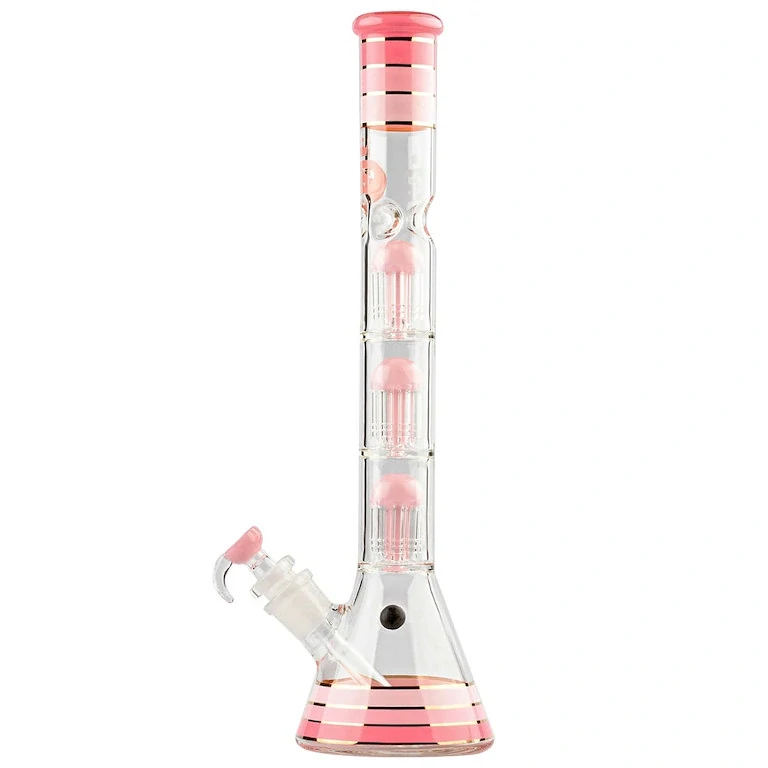 Skleněný bong s perkolací Grace Glass Golden LE Pink, 48cm