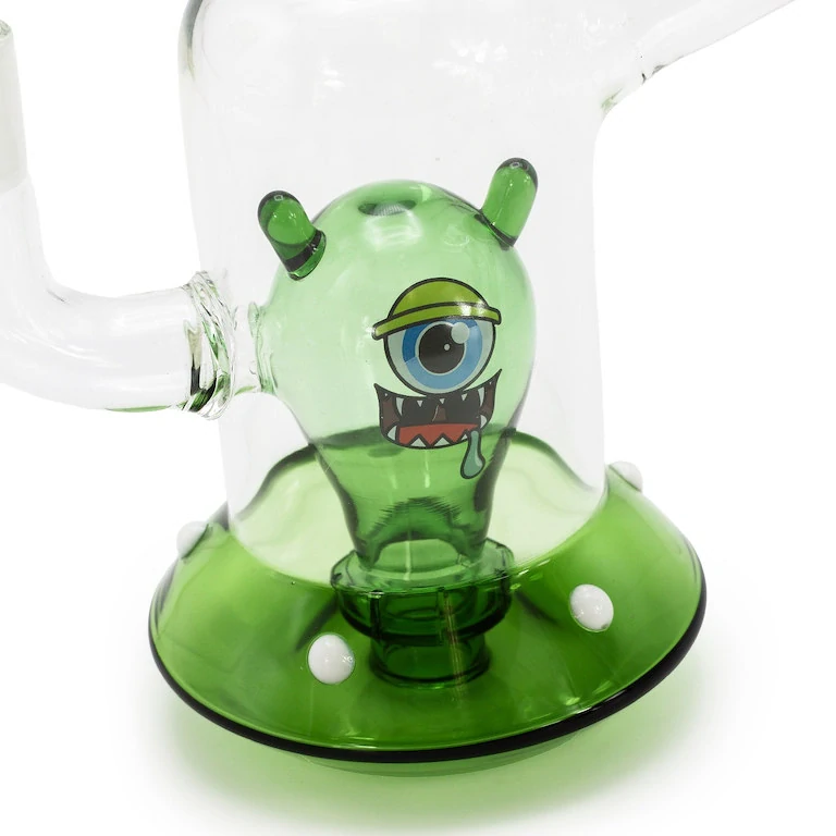 Skleněný bong s perkolací Grace Glass Green Alien, 18cm