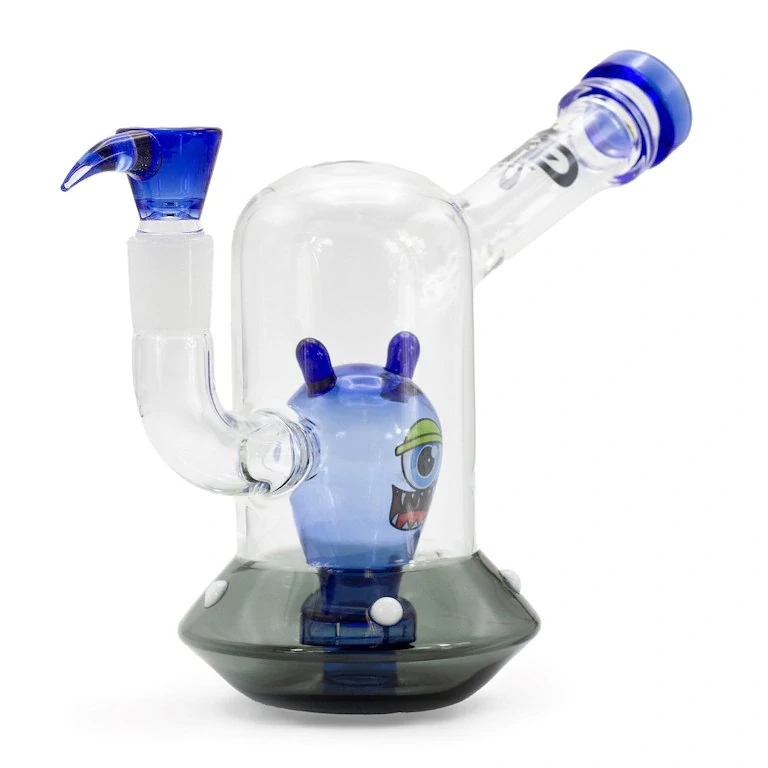 Skleněný bong s perkolací Grace Glass Blue Alien, 18cm
