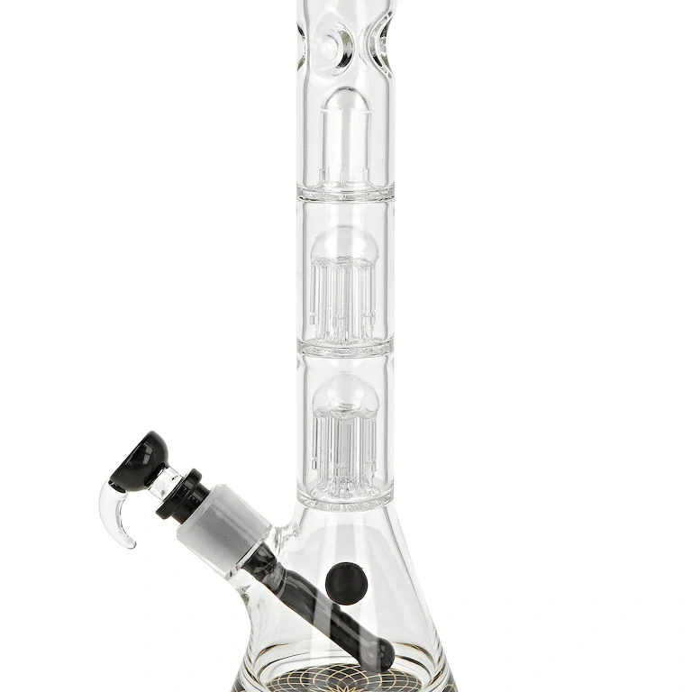 Skleněný bong s perkolací Grace Glass Beaker Black Triple Tree, 34cm