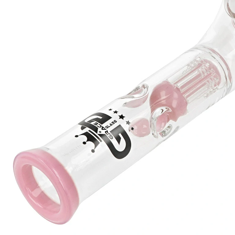 Skleněný bong s perkolací Grace Glass Pink Tree, 28cm