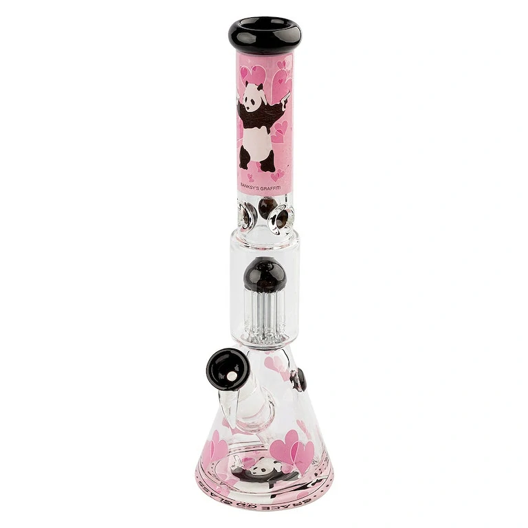 Skleněný bong s perkolací G-Rollz Pink Panda, 35cm