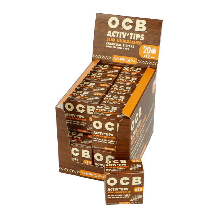 Cigaretové filtry OCB Virgin Activ Tips Slim 7mm, charcoal