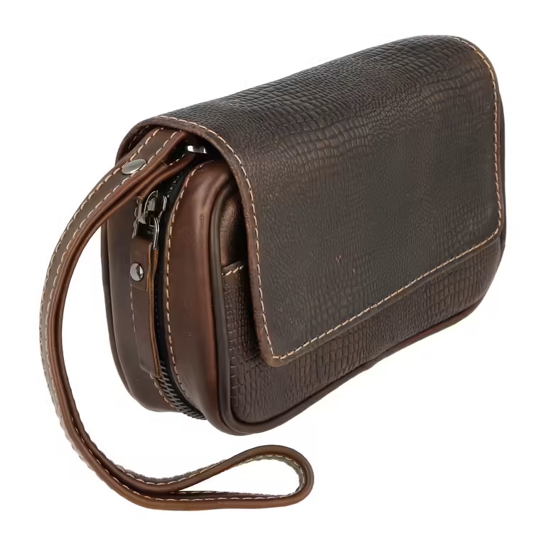 Pouzdro na 2 dýmky Crocco, hnědá kůže 