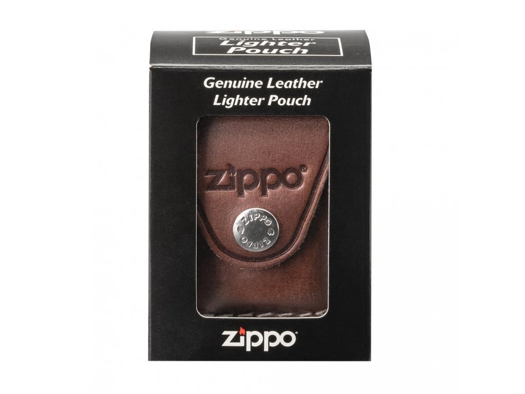 Kapsička Zippo na zapalovač s koženým poutkem, hnědá