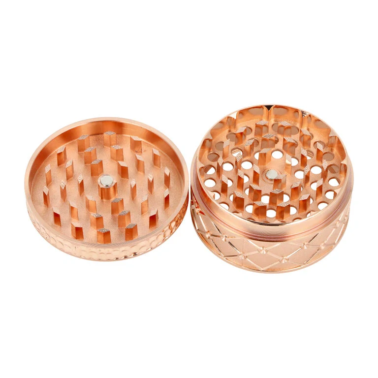 Drtič tabáku kovový Rose Gold Skull, 65mm