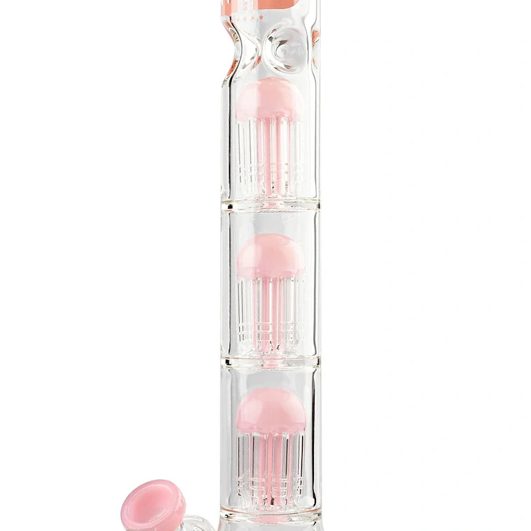 Skleněný bong s perkolací Grace Glass Golden LE Pink, 48cm