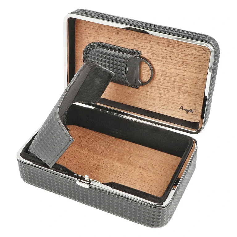 Humidor na doutníky Angelo cestovní  Diamond Black II 19x12,5x7cm