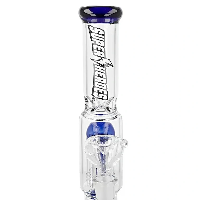 Skleněný bong s perkolací Super Heroes Ice Blue, 30cm