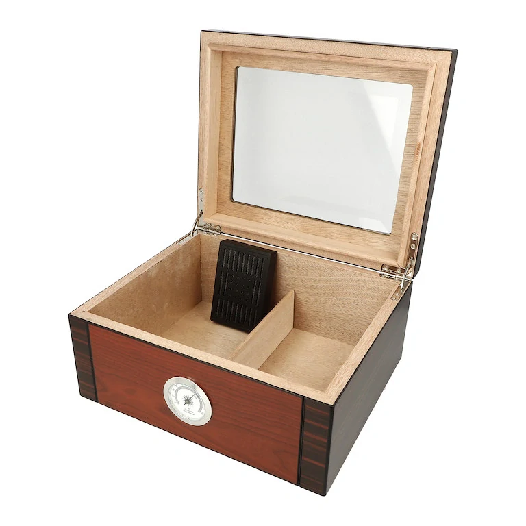 Humidor na doutníky červenohnědý prosklený 25D, 26x22x12cm