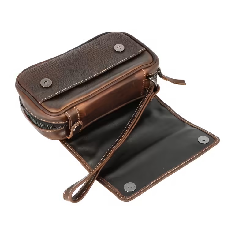 Pouzdro na 2 dýmky Crocco, hnědá kůže 