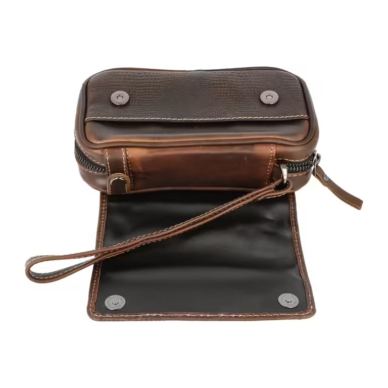 Pouzdro na 2 dýmky Crocco, hnědá kůže 