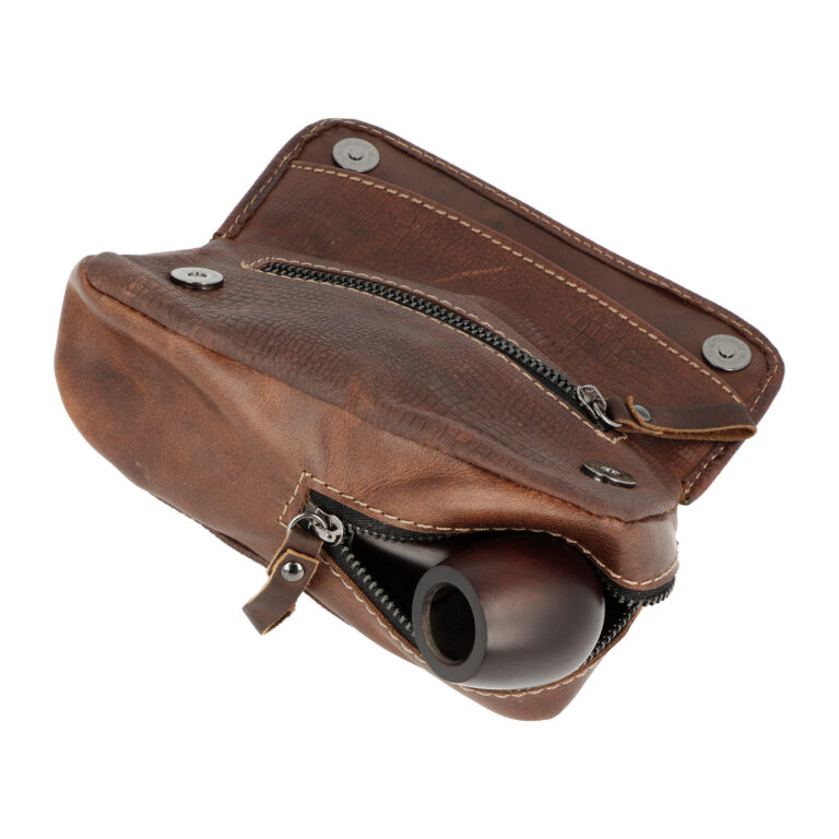 Pouzdro na 1 dýmku Crocco, hnědá kůže