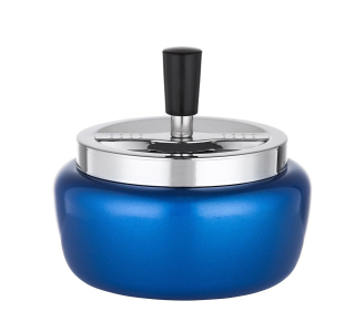 Cigaretový popelník kovový otočný Blue, 12cm