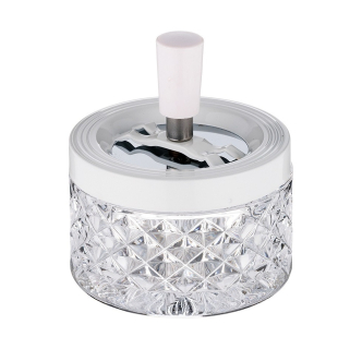 Cigaretový skleněný popelník otočný Angelo, White, 9,5cm