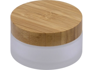 Dóza na tabák, sklo/dřevo 8cm