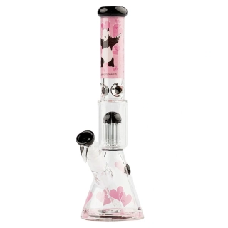 Skleněný bong s perkolací G-Rollz Pink Panda, 35cm
